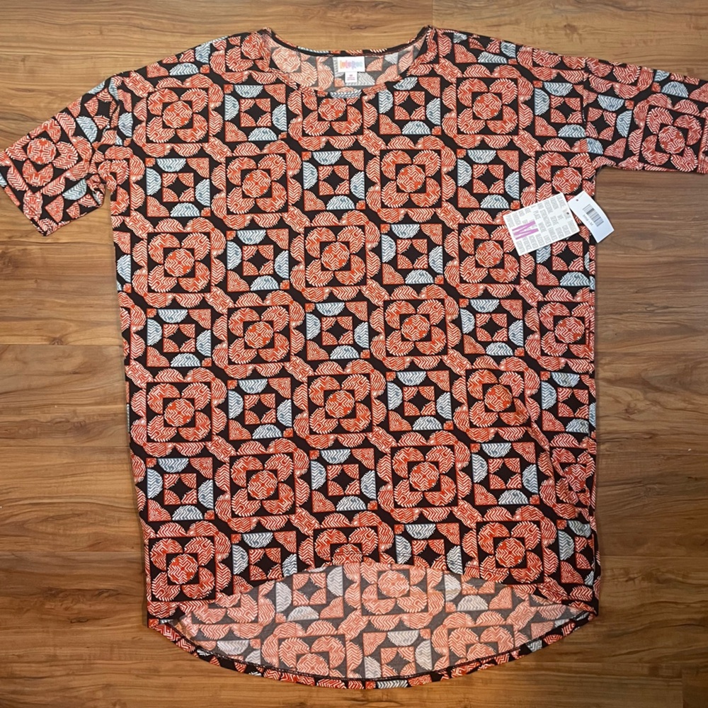 LuLaRoe M Irma Black and Red Tunic with Geometric Pattern